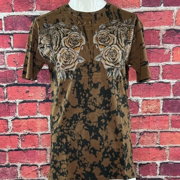 Affliction Men's Short Sleeve Graphic T-shirt - Black/Brown-Size: Large - NWOT - Picture 1 of 13